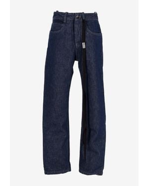 Ann Demeulemeester Herme Slim Jeans With Grosgrain Ribbon - Blue