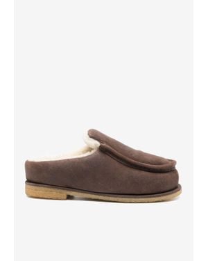 JW Anderson Suede Padded Slippers - Brown