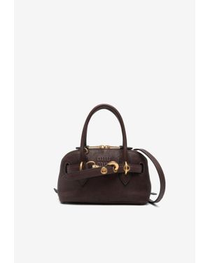 Miu Miu Mini Aventure Nappa Leather Handbag - Brown