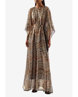 ‎Taller Marmo Erte Sequined Belted Kaftan Dress - Brown