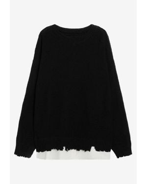 MM6 by Maison Margiela Double-Layer Distressed Sweater - Black