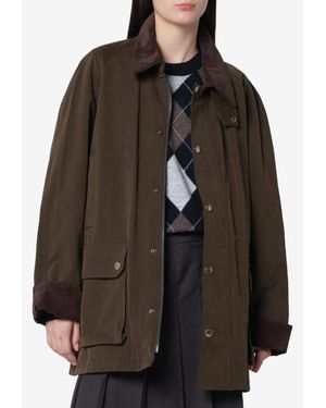 DUNST Hunting Jacket With Corduroy Trims - Brown