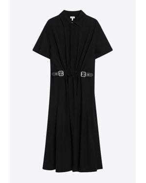 Loewe Belted Midi Shirt Dress - Black