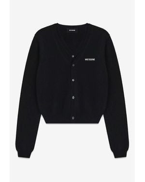 we11done Layered V-Neck Cropped Cardigan - Black