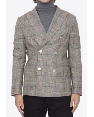Tonello Checked Wool Blazer - Grey