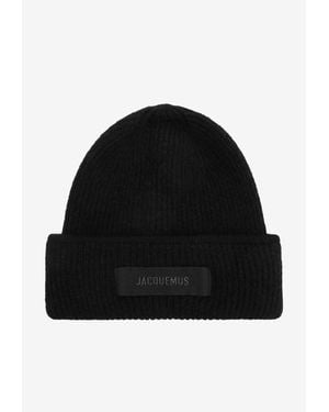 Jacquemus Le Bonnet Gros Grain Ribbed Knit Beanie - Black