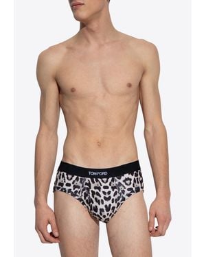 Tom Ford Leopard Print Briefs - Blue