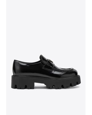 Prada Brushed Leather Loafers - Black