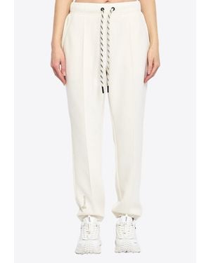 Moncler Logo Embroidered Track Pants - White
