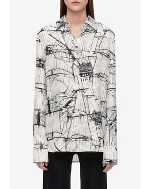 Ferragamo Veliero Print Silk Shirt - Grey