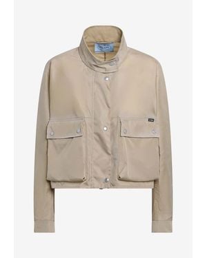 Prada High-Neck Rain Jacket - Natural