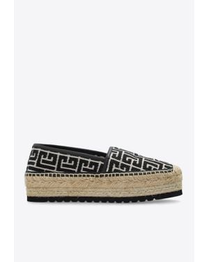 Balmain Monogram Platform Espadrilles - White