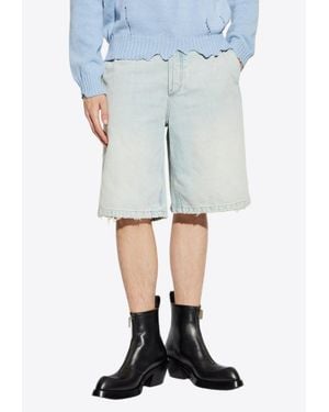 McQueen Wide-Leg Bermuda Denim Shorts - Blue