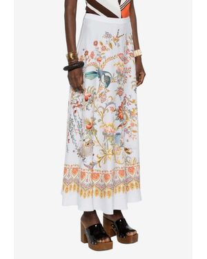 Etro Floral Half-Circle Midi Skirt - White