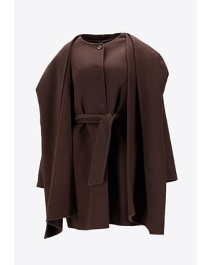 P.A.R.O.S.H. Leak Wool Belted Coat - Brown