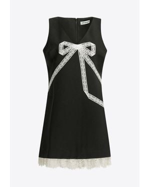 Self-Portrait Bow Sheath Sleeveless Mini Dress - Black