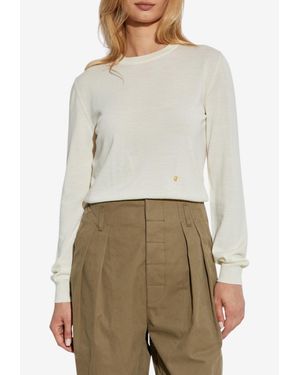 Moschino Embellished M Knit Jumper - Natural