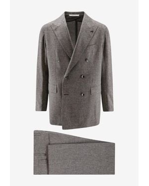 Tagliatore Double-Breasted Melange Suit - Gray