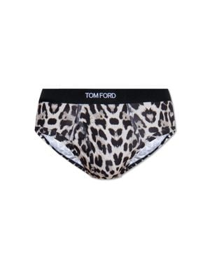 Tom Ford Briefs With Animal Motif - Black