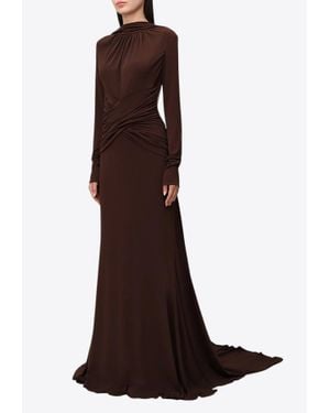 Monot Backless Draped Gown - Brown