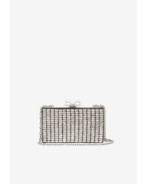 Self-Portrait Crystal Embellished Clutch - White