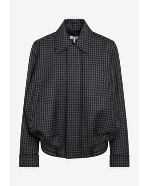 Loewe Checked Drawstring Jacket - Black