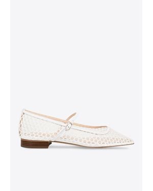 Andrea Wazen Julie Square-Toe Ballet Flats - White