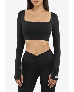 THE GIVING MOVEMENT x YOOX Square-Neck Cropped Top - Black