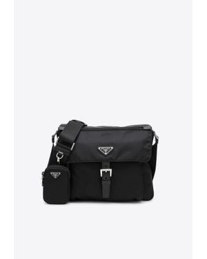 Prada Medium Vela Crossbody Bag - Black