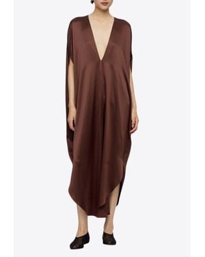 Ruohan Arno V-Neck Midi Kaftan Dress - Brown