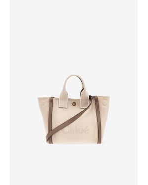 Chloé Small Carry Canvas Tote Bag - Natural