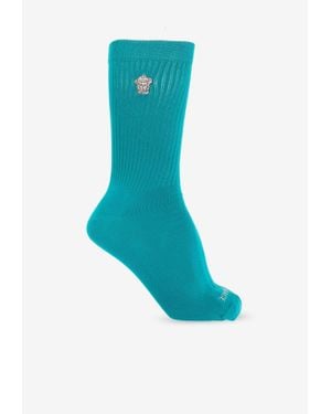 Versace Embroidered Medusa Ribbed Socks - Blue
