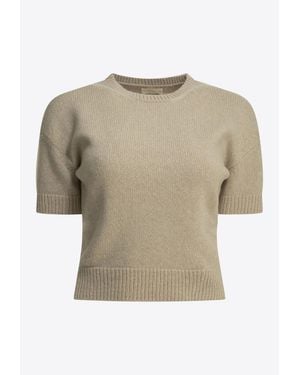 KHAITE Golden Cashmere Knit Top - Natural