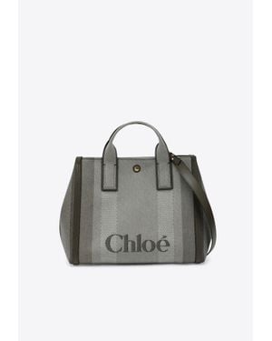 Chloé Carry Striped Canvas Tote Bag - Green