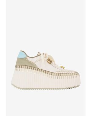 Chloé Nama Platform Wedge Sneakers - Natural