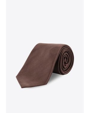 Tom Ford Logo Silk Tie - Brown