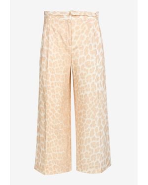 Roberto Cavalli Animal Print Cropped Pants - Natural