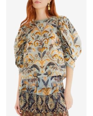FARM Rio Snake Garden 3D Applique Blouse - Multicolour