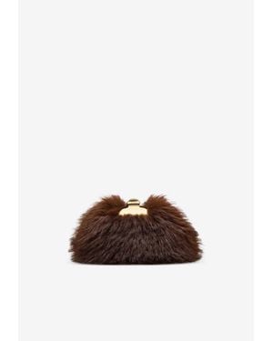 Marc Jacobs Small Glam Faux Fur Clutch - Brown