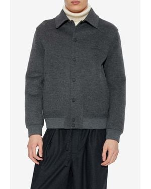 Fendi Embossed-Logo Wool Jacket - Gray