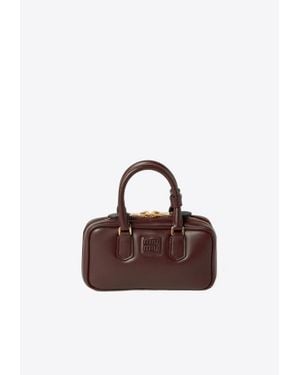Miu Miu Mini Arcadie Padded Leather Handbag - Brown