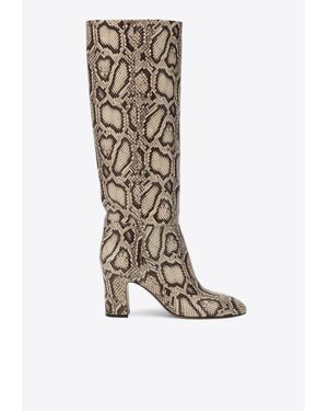 Paris Texas Lavinia 110 Python Print Leather Knee-High Boots - White