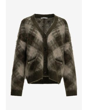 Acne Studios Mohair Check Cardigan - Green