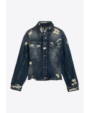 Marc Jacobs Distressed Denim Jacket - Blue
