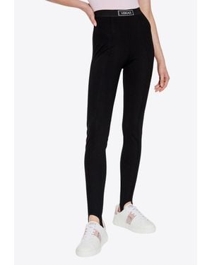 Versace 90S Vintage Logo Stirrup Leggings - Black
