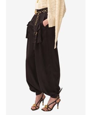 Chloé Silk Fluid Cargo Pants - Black