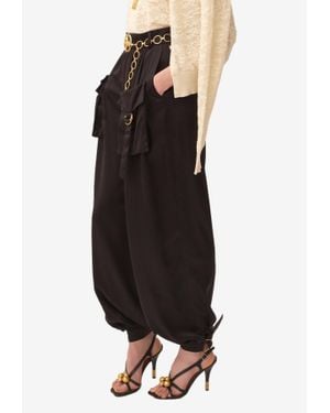 Chloé Silk Fluid Cargo Pants - Black