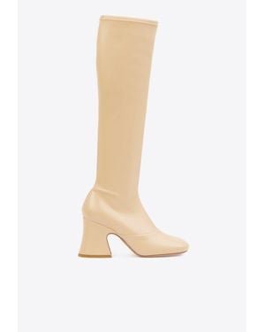 Chloé Janis 80 Knee-High Faux Leather Boots - White