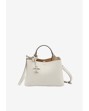 Tod's Micro Hammered Leather Top Handle Bag - Natural