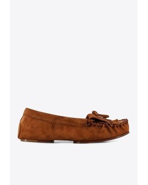 Paris Texas Lace-Up Suede Loafers - Brown
